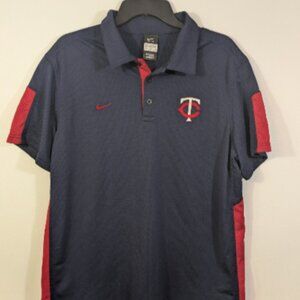 Minnesota Twins Baseball Nike  Dri-Fit Polo Shirt Mens Large Short Sleeve